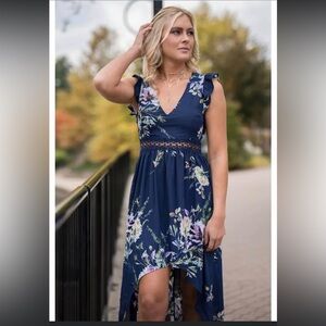 She & Sky High- Low Floral Dress